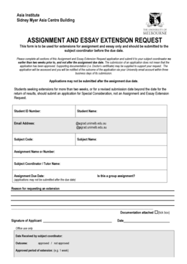 Assignment and Essay Extension Request
