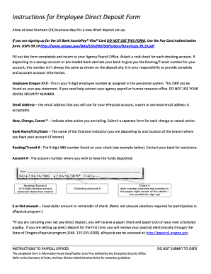 Oregon Employee Direct Deposit Form