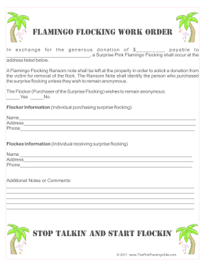 Flamingo Flocking Work Order