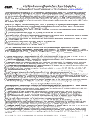 US EPA Engine Declaration Form