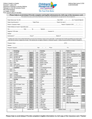 Children's Hospital LA Patient Information Form