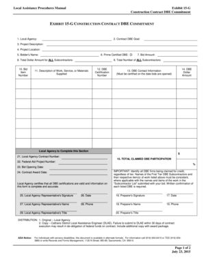 Construction Contract DBE Commitment Form