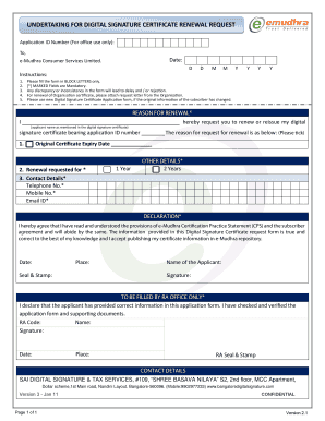 Digital Signature Certificate Renewal Request