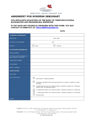 Business Immigrant Assessment Form