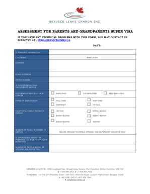 Canada Super Visa Application Form