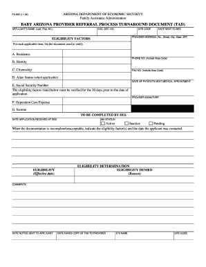 Arizona Baby Provider Referral Process Turnaround Document