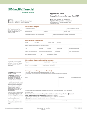 Group Retirement Savings Plan Application Form