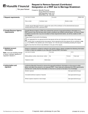 Request to Remove Spousal Designation on RRIF