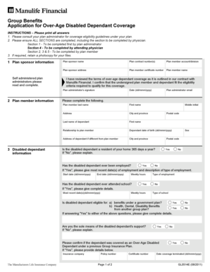 Application for Over-Age Disabled Dependant Coverage
