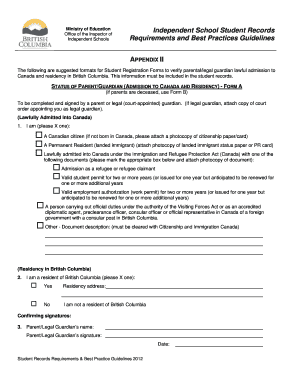 Student Registration Form for Independent Schools