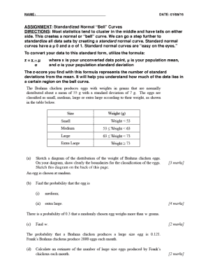 Standardized Normal Bell Curves Assignment