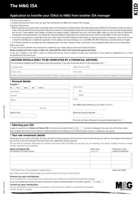 M&G ISA Transfer Application