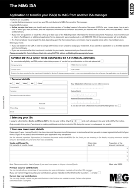 M&G ISA Transfer Application