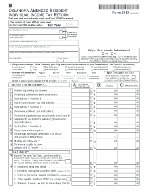 Oklahoma Amended Resident Individual Income Tax Return