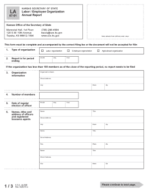 Kansas Labor Employee Organization Annual Report