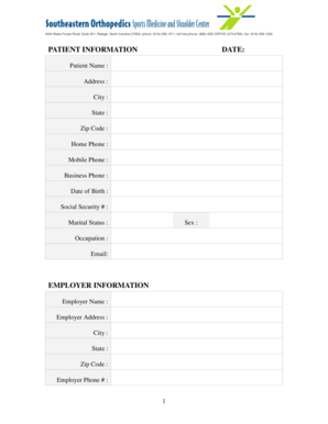 Patient Medical Information Form