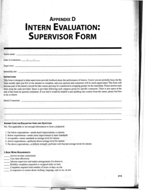 Intern Evaluation Supervisor Form
