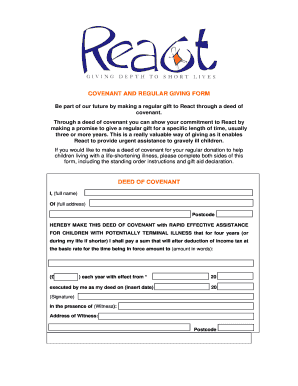 Deed of Covenant for Regular Giving