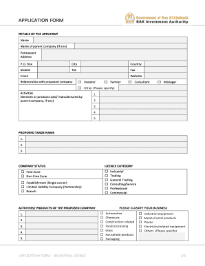 Industrial License Application Form