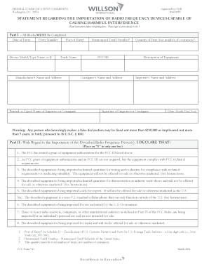 FCC Form 740 - Radio Frequency Device Import Statement