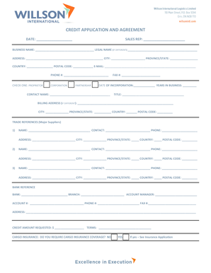 Credit Application and Agreement