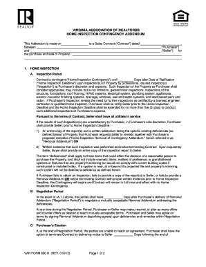 Virginia Home Inspection Contingency Addendum