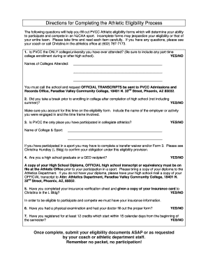 NJCAA Athletic Eligibility Form