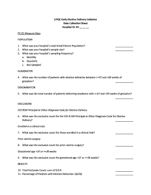 ILPQC Early Elective Delivery Data Collection Sheet