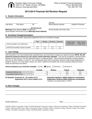 2013-2014 Financial Aid Revision Request