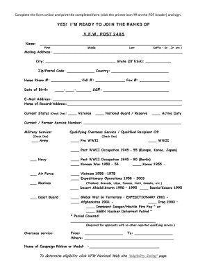 VFW Membership Application Form