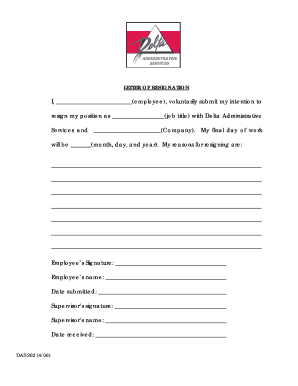 Letter of Resignation