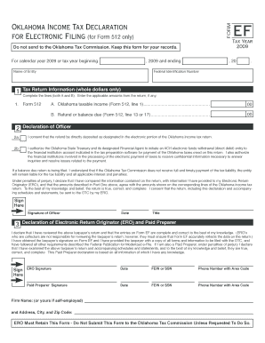 Oklahoma Income Tax Declaration for Electronic Filing