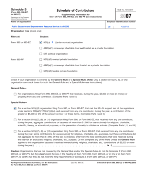 Schedule B Form 990 990-EZ 990-PF