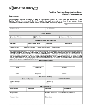 Commonwealth Bank Online Banking Registration Form