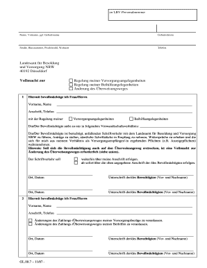 Vollmacht zur Regelung meiner Versorgungsangelegenheiten