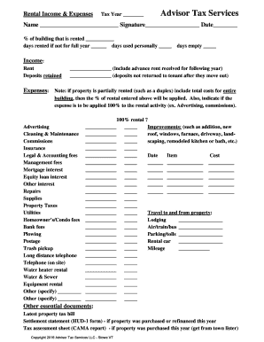 Rental Income and Expenses Tax Form