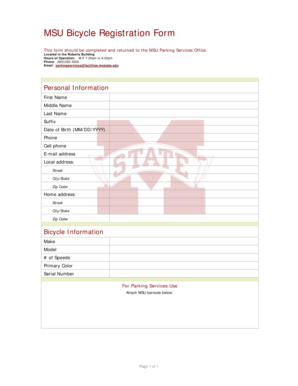 MSU Bicycle Registration Form