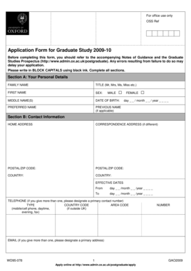 Application Form for Graduate Study