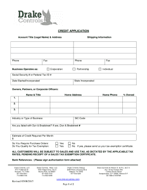 Credit Application Form