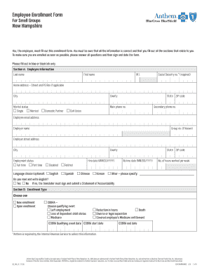 Employee Enrollment Form for Small Groups