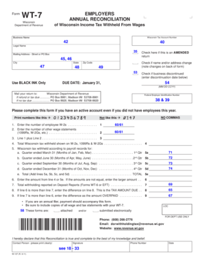 Wisconsin Employer Annual Reconciliation Form WT-7