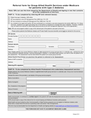 Referral Form for Group Allied Health Services for Type 2 Diabetes