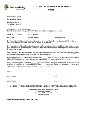 AUTOMATIC PAYMENT AGREEMENT FORM - Planet Home...