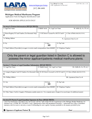 Michigan Medical Marihuana Program Minor Application