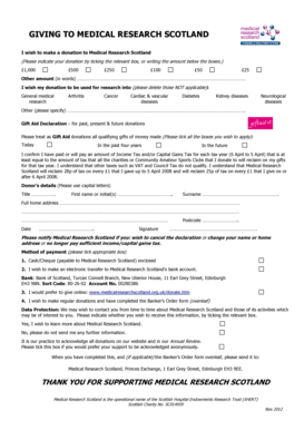 Medical Research Scotland Donation Form