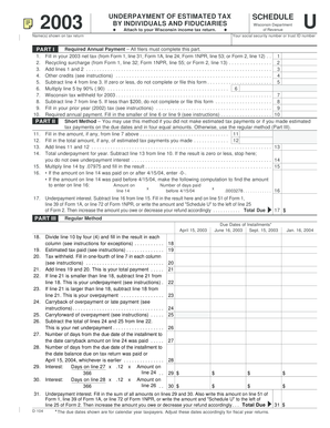 Wisconsin Underpayment of Estimated Tax Schedule
