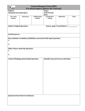 Tutorial Request Form