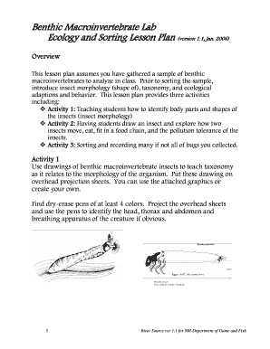 Benthic Macroinvertebrate Lab Ecology and Sorting - riversource