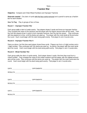 Fraction War Game Instructions