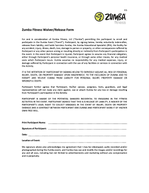 Zumba Fitness Waiver/Release Form